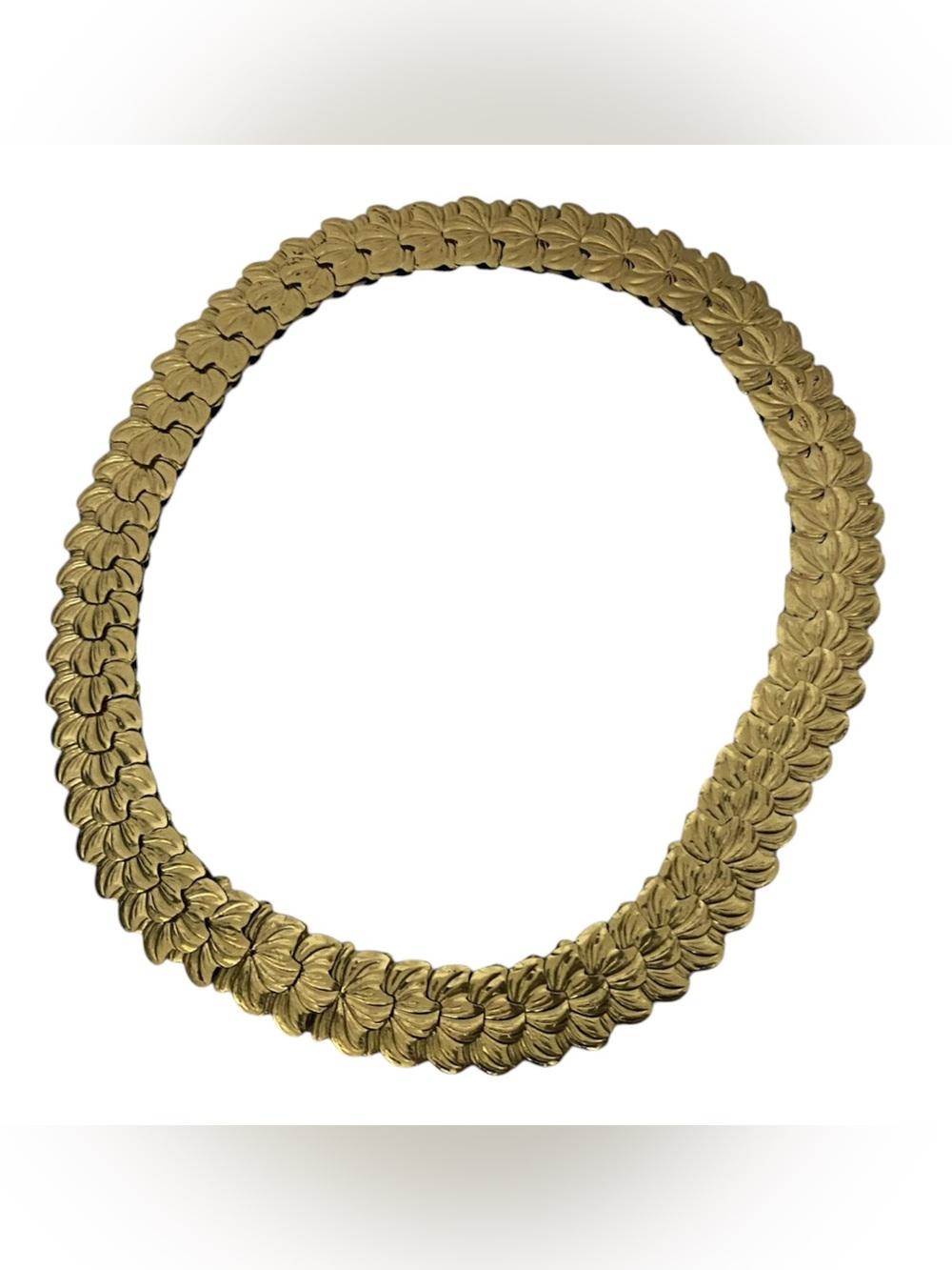 Vintage Gold Textured Petal-Link Elastic Belt - Picture 2 of 9